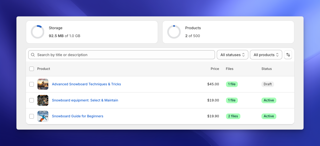 Product Dashboard